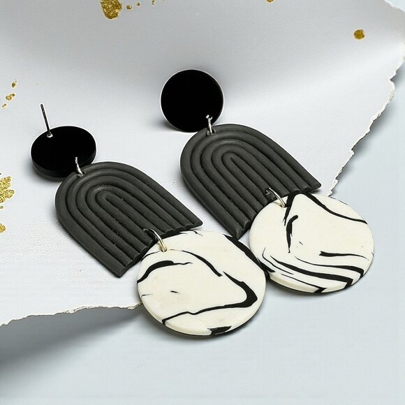 πBoho Chic Handmade Clay Resin Earrings S925 Sterling Silver Hypoallergenic - Picture 9 of 11